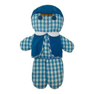 Fisher Price Cholly Dolly 419 Blue Gingham Cloth Rattle Rag Doll Vintage 1977